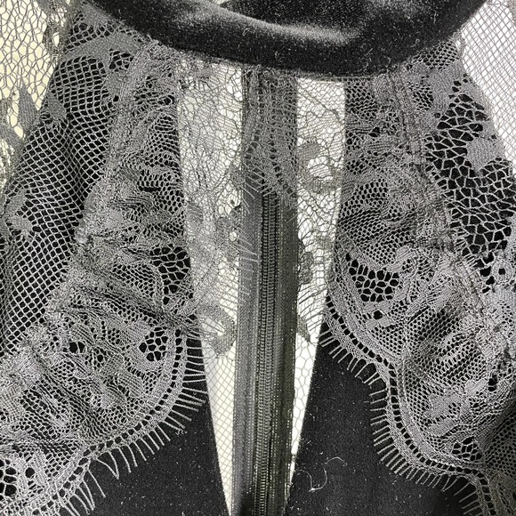 White House Black Market Women's Dress Veridian Sexy Black Lace Veiling Velvet 6 - Picture 6 of 11